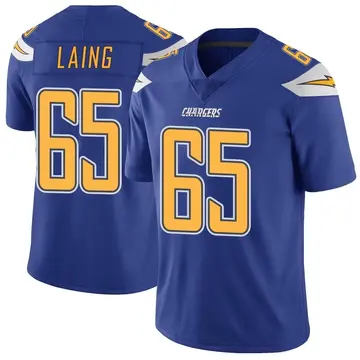 Men's Brent Laing Los Angeles Chargers Limited Royal Color Rush Vapor Untouchable Jersey