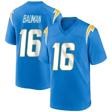 Men's Casey Bauman Los Angeles Chargers Game Blue Powder Alternate Jersey