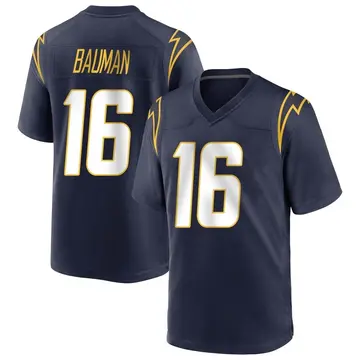 Men's Casey Bauman Los Angeles Chargers Game Navy Team Color Jersey