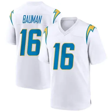 Men's Casey Bauman Los Angeles Chargers Game White Jersey