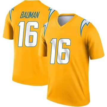 Men's Casey Bauman Los Angeles Chargers Legend Gold Inverted Jersey