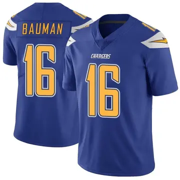 Men's Casey Bauman Los Angeles Chargers Limited Royal Color Rush Vapor Untouchable Jersey