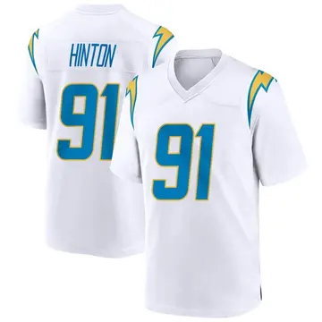 Men's Christopher Hinton Los Angeles Chargers Game White Jersey