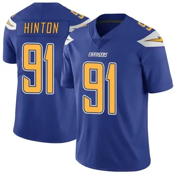 Men's Christopher Hinton Los Angeles Chargers Limited Royal Color Rush Vapor Untouchable Jersey