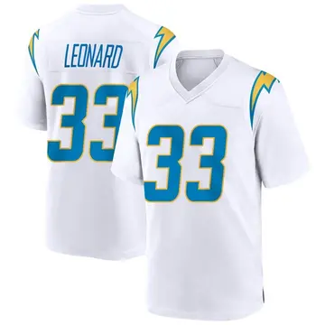 Men's Deane Leonard Los Angeles Chargers Game White Jersey