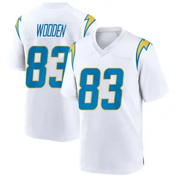 Men's Isaiah Wooden Los Angeles Chargers Game White Jersey