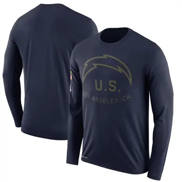 Men's Los Angeles Chargers Legend Navy 2018 Salute to Service Sideline Performance Long Sleeve T-Shirt