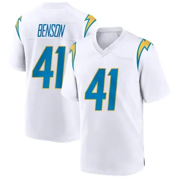 Men's Luke Benson Los Angeles Chargers Game White Jersey