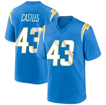 Men's McCallan Castles Los Angeles Chargers Game Blue Powder Alternate Jersey