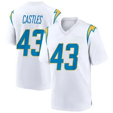 Men's McCallan Castles Los Angeles Chargers Game White Jersey