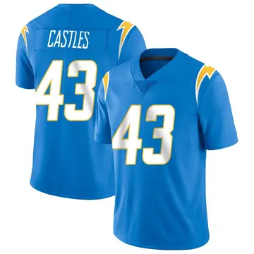 Men's McCallan Castles Los Angeles Chargers Limited Blue Powder Vapor Untouchable Alternate Jersey