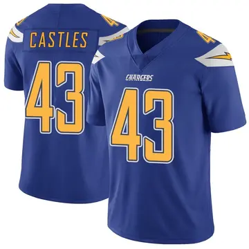 Men's McCallan Castles Los Angeles Chargers Limited Royal Color Rush Vapor Untouchable Jersey