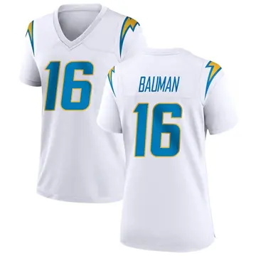 Women's Casey Bauman Los Angeles Chargers Game White Jersey