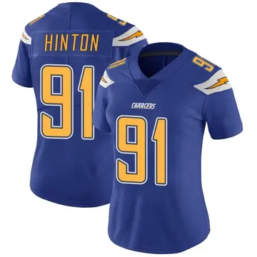 Women's Christopher Hinton Los Angeles Chargers Limited Royal Color Rush Vapor Untouchable Jersey