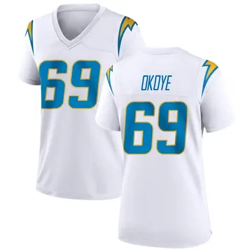 Women's CJ Okoye Los Angeles Chargers Game White Jersey