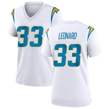 Women's Deane Leonard Los Angeles Chargers Game White Jersey