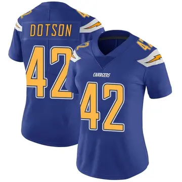 Women's Elijah Dotson Los Angeles Chargers Limited Royal Color Rush Vapor Untouchable Jersey