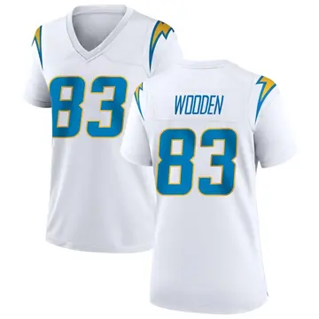 Women's Isaiah Wooden Los Angeles Chargers Game White Jersey