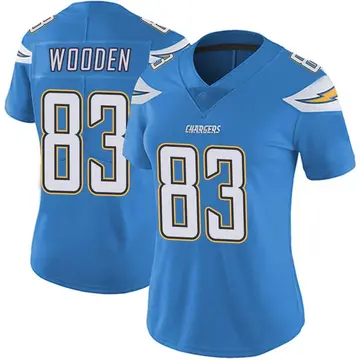 Women's Isaiah Wooden Los Angeles Chargers Limited Blue Powder Vapor Untouchable Alternate Jersey