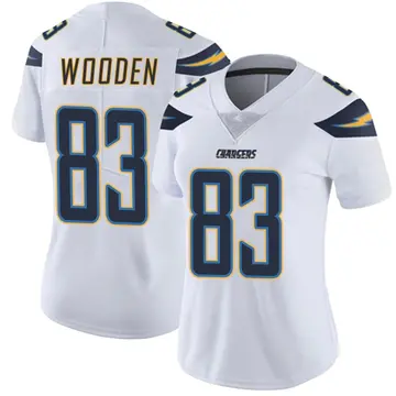 Women's Isaiah Wooden Los Angeles Chargers Limited White Vapor Untouchable Jersey