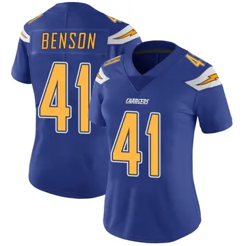 Women's Luke Benson Los Angeles Chargers Limited Royal Color Rush Vapor Untouchable Jersey