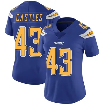 Women's McCallan Castles Los Angeles Chargers Limited Royal Color Rush Vapor Untouchable Jersey