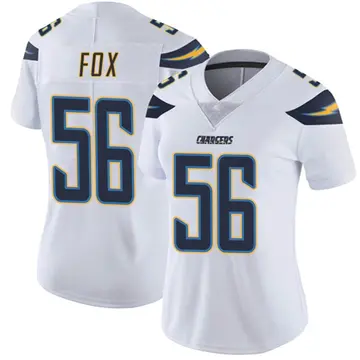 Chargers MORGAN FOX #56 GAME USED WHITE Jersey vs Raiders 12/4/22 W/COA