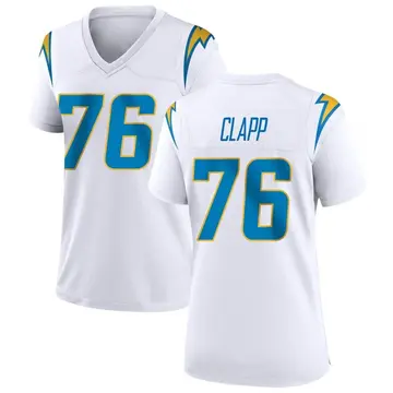 Will Clapp Los Angeles Chargers Fanatics Authentic Game-Used #76 White  Jersey vs. Las Vegas Raiders