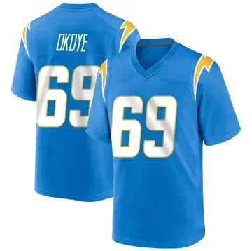 Youth CJ Okoye Los Angeles Chargers Game Blue Powder Alternate Jersey