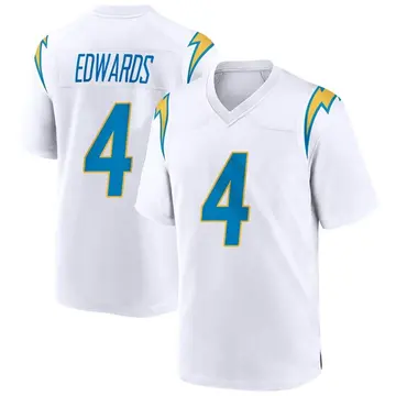 Youth Gus Edwards Los Angeles Chargers Game White Jersey