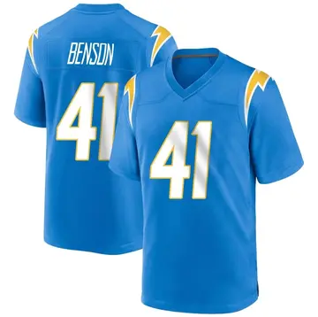 Youth Luke Benson Los Angeles Chargers Game Blue Powder Alternate Jersey