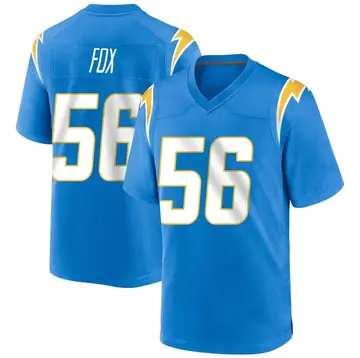 Youth Morgan Fox Los Angeles Chargers Game Blue Powder Alternate Jersey