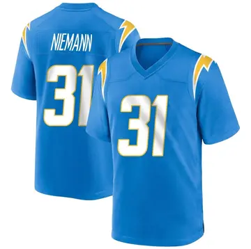 Youth Nick Niemann Los Angeles Chargers Game Blue Powder Alternate Jersey