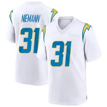 Youth Nick Niemann Los Angeles Chargers Game White Jersey