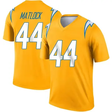 Youth Scott Matlock Los Angeles Chargers Legend Gold Inverted Jersey